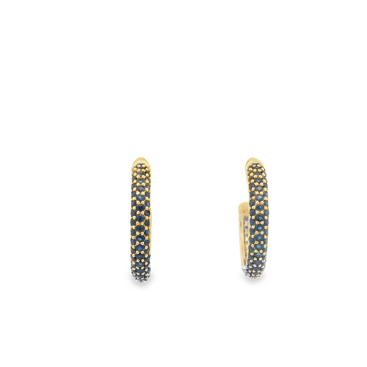 14KG Yellow Gold Sapphire Hoop Earrings