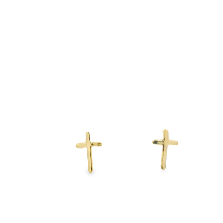 14KG Yellow Gold Polished Cross Stud Earrings