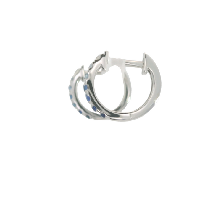 14KG White Gold Sapphire Huggie Earrings