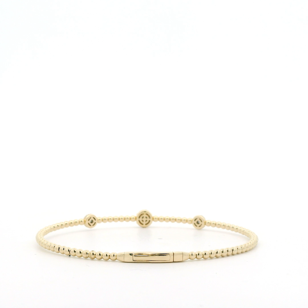 14K Yellow Gold Flexible Bangle set with 66 Round Diamonds, 0.40 ctw