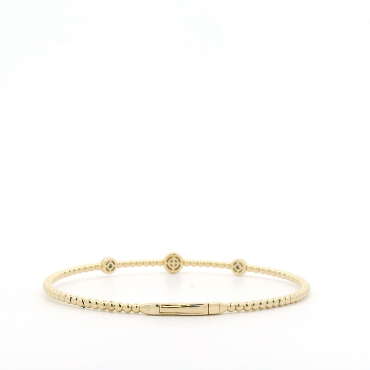 14K Yellow Gold Flexible Bangle set with 66 Round Diamonds, 0.40 ctw
