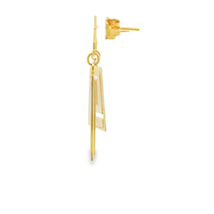 Estate 14K Yellow Gold Greek Key Drop Earrings