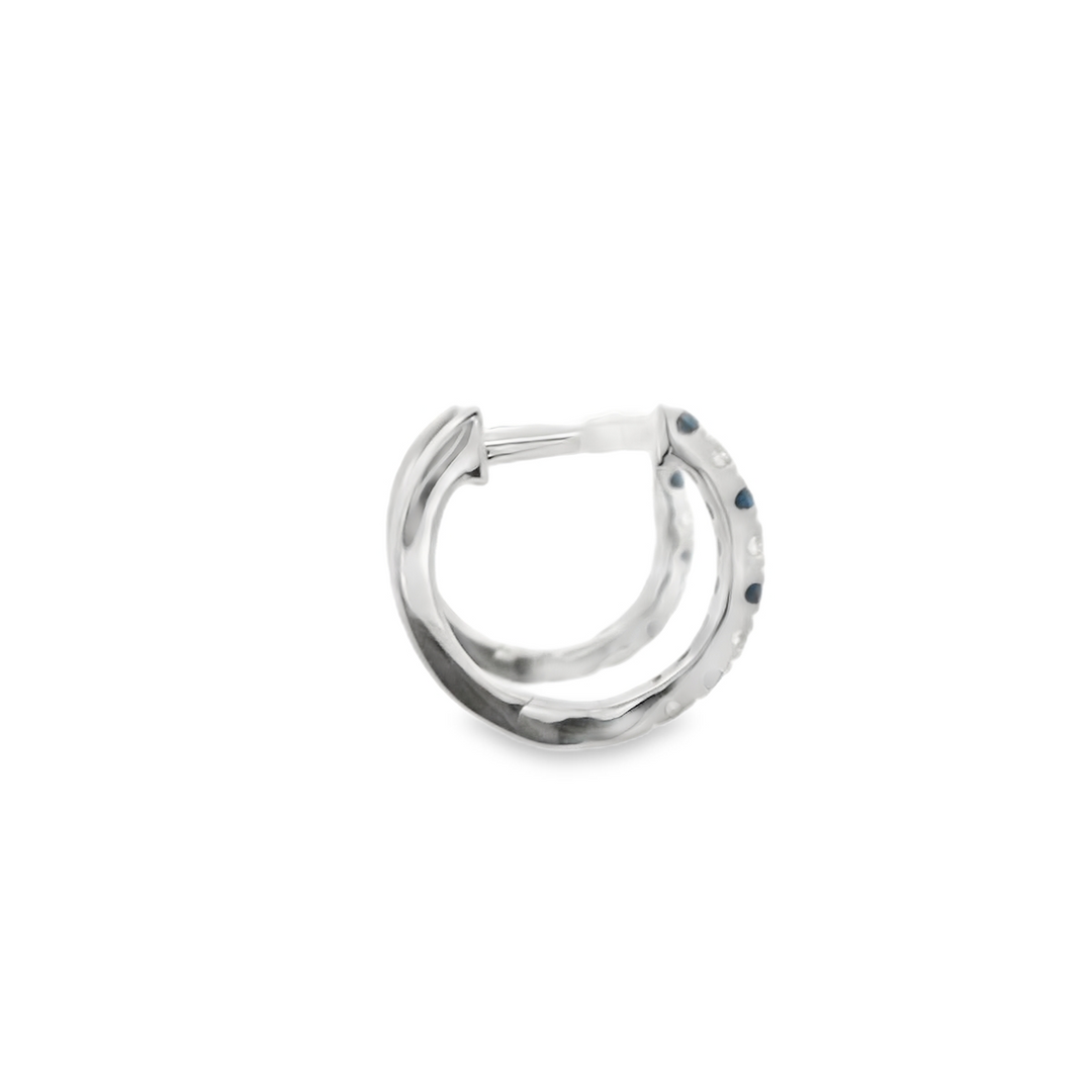 14K White Gold Huggie Earrings set with 8 Round Sapphires, 0.34 ctw. and 8 G/H Si1-SI2 Diamonds 0.14 ctw.