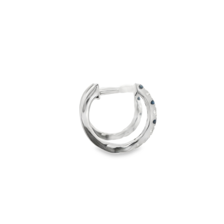 14K White Gold Huggie Earrings set with 8 Round Sapphires, 0.34 ctw. and 8 G/H Si1-SI2 Diamonds 0.14 ctw.