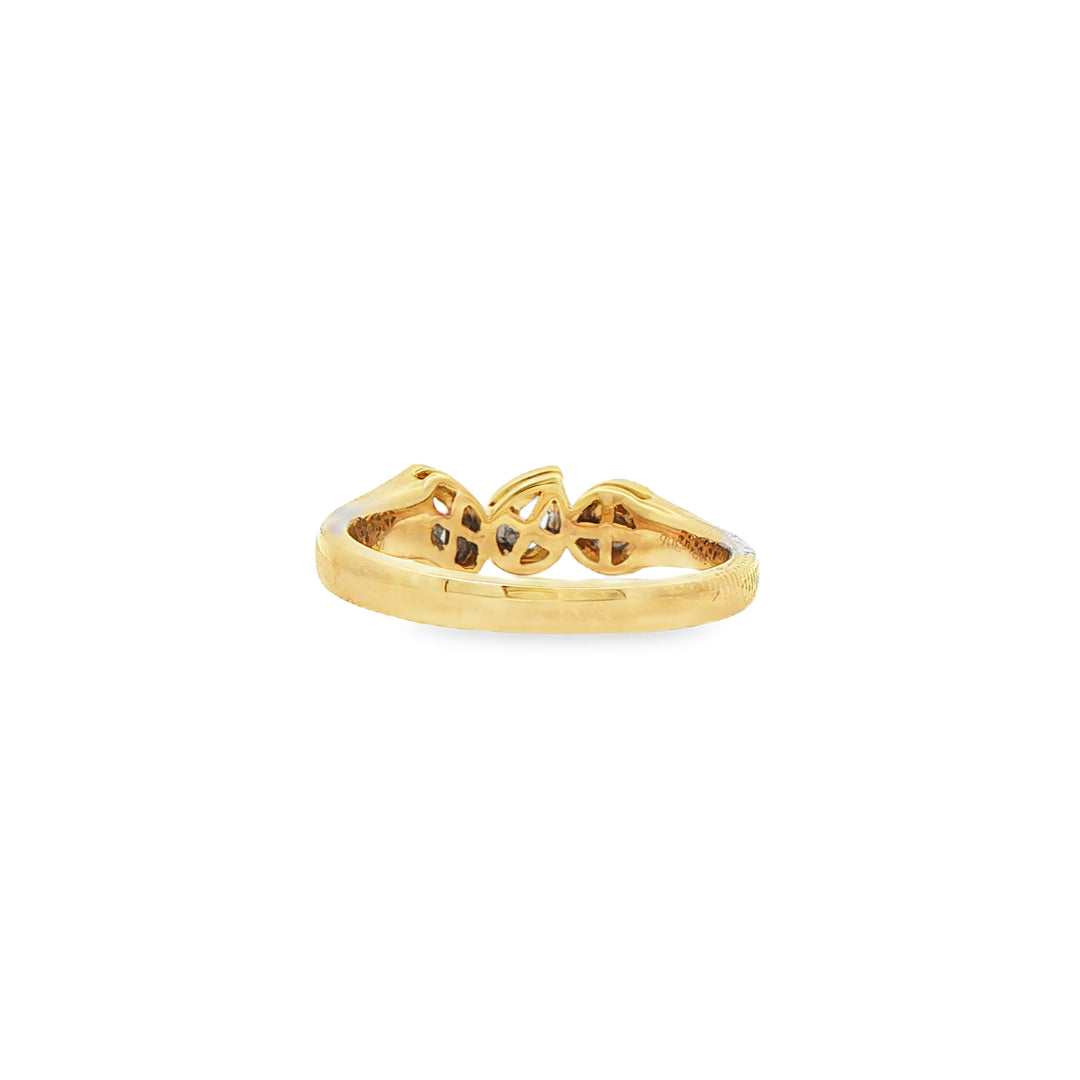 14K Yellow Gold Bezel Diamond Fashion Ring set with 3 Diamonds, 0.38 ctw
