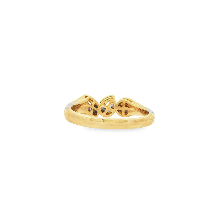 14K Yellow Gold Bezel Diamond Fashion Ring set with 3 Diamonds, 0.38 ctw