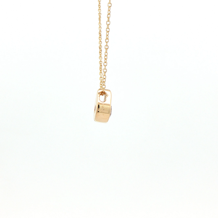 14K Yellow Gold Sliding Diamond Pendant with 1 Round Diamond, 0.31 ct on a Cable Chain, 18 inches