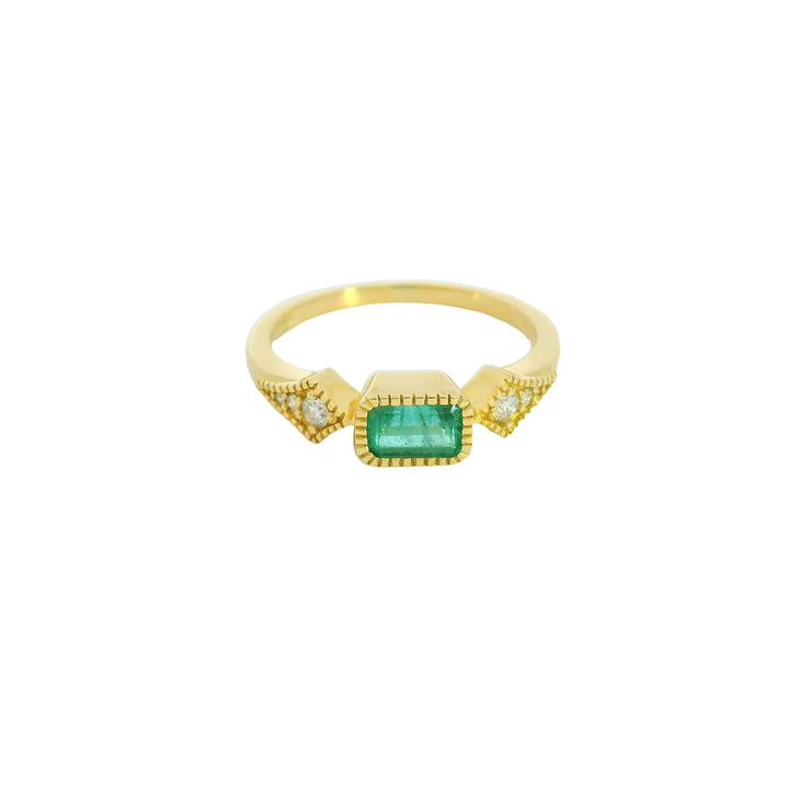 14KG Yellow Gold Emerald Fashion Rings