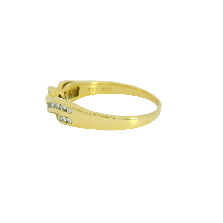 Lady's 14KG Yellow Gold 0.20ctw. Diamond Contemporary, Channel set Estate Fashion Ring