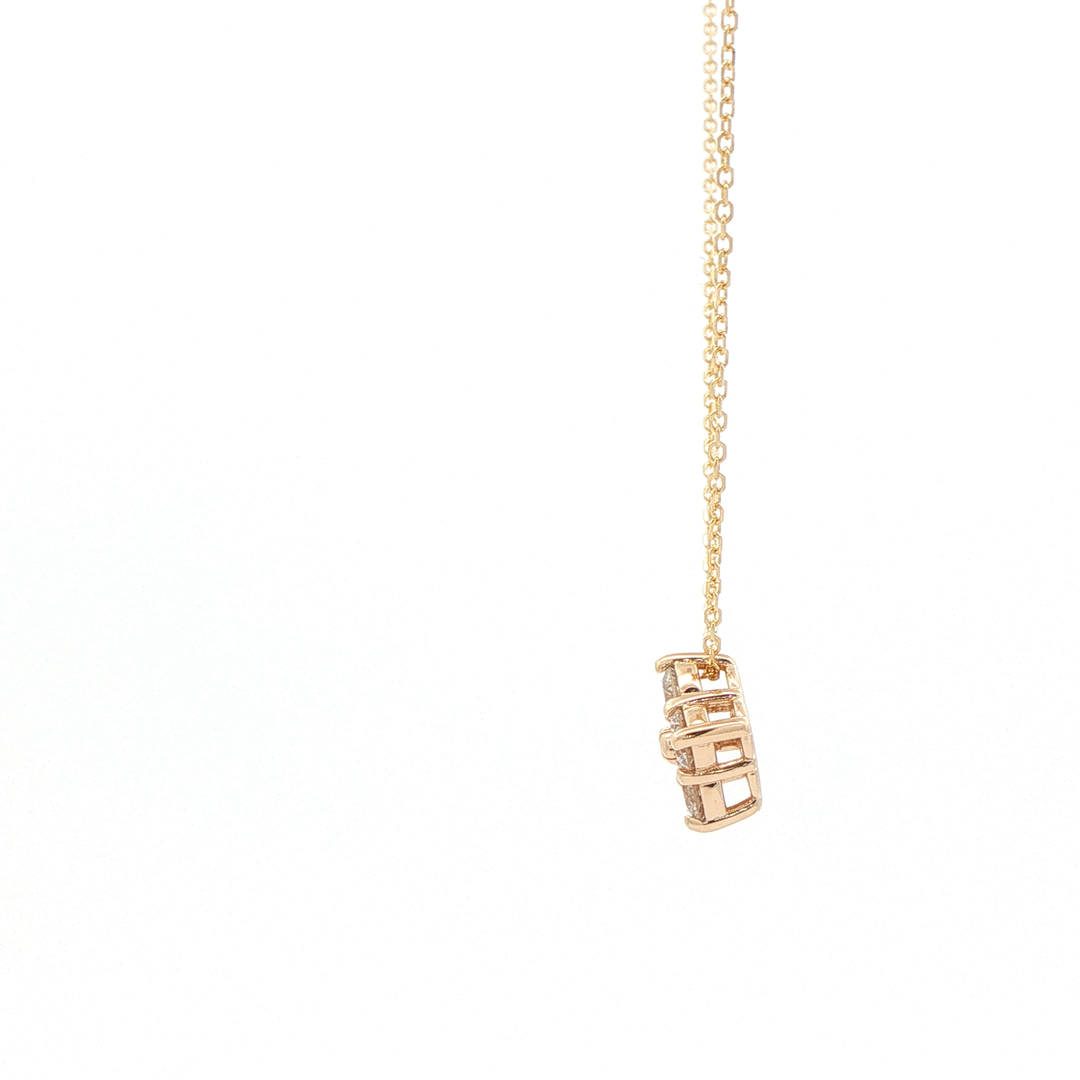 14K Yellow Gold Cluster Diamond Pendant with 4 Round Diamonds, 0.49 ctw on a Cable Chain, 18 inches