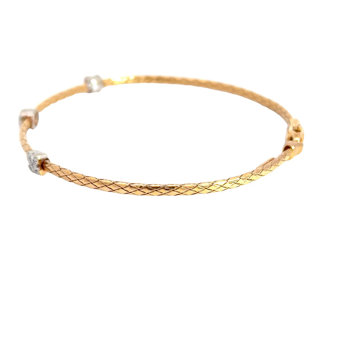 Estate 14KG Rose Gold Diamond Bangle Bracelet