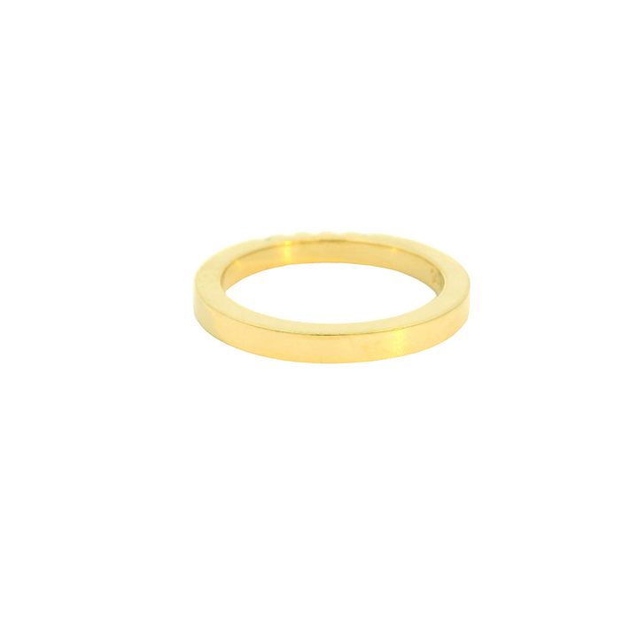 Marthaler Made 14K Yellow Gold Band Gemstone Ring set with 5 Montana Sapphires total stone weight measures 0.25 ctw.