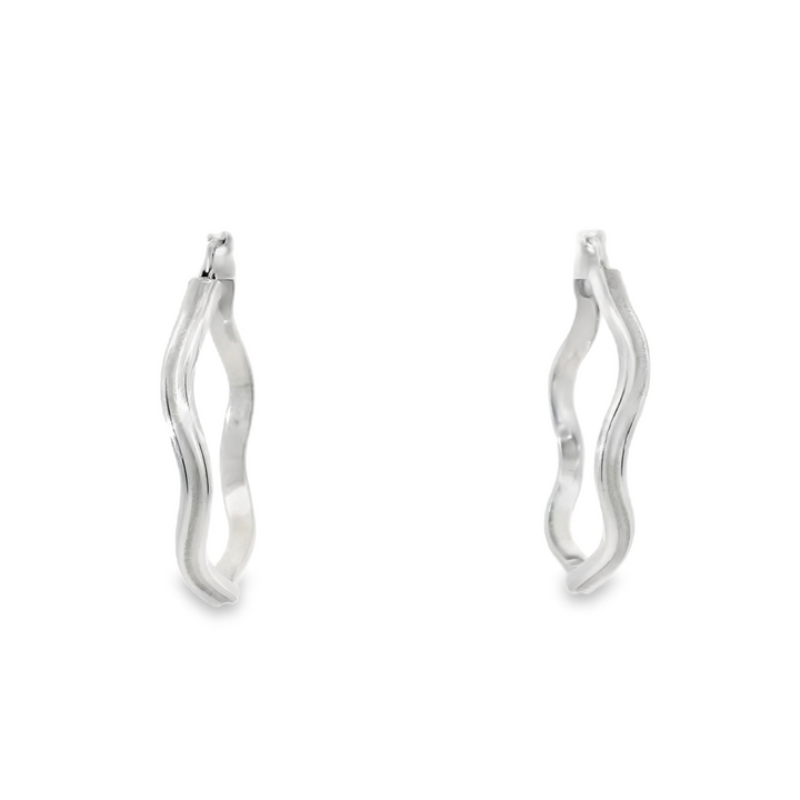 Estate 14KG White Gold Polished Hoop Earrings