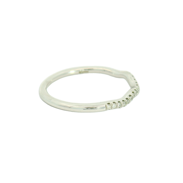 14K White Gold Prong Set Anniversary Band set with 23 G/H SI1 - SI2 Diamonds total stone weight measures 0.11 ctw.