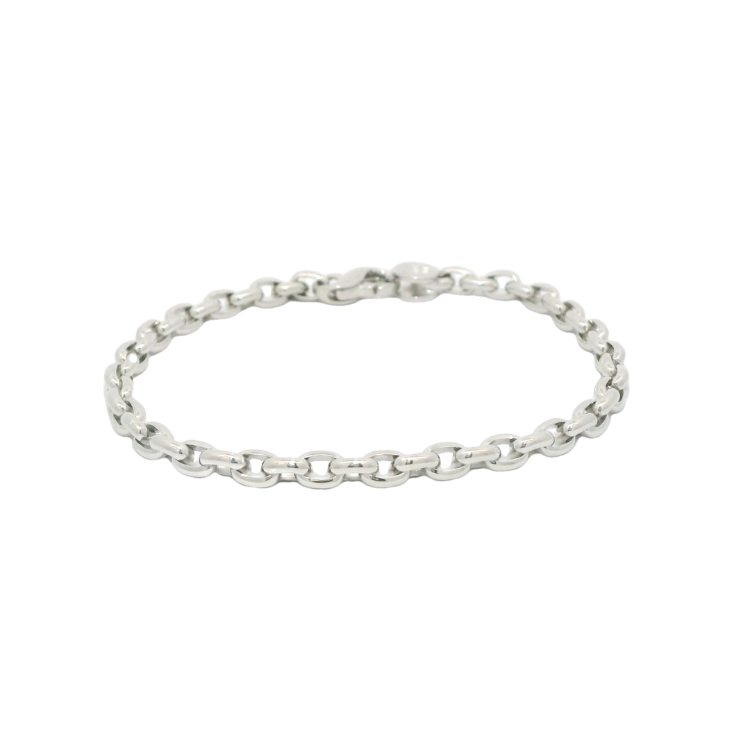 6.25 inch 14KG White Gold Estate Oval Link Bracelet