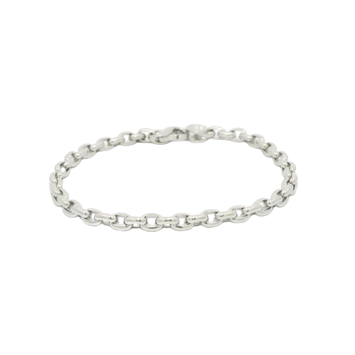 6.25 inch 14KG White Gold Estate Oval Link Bracelet