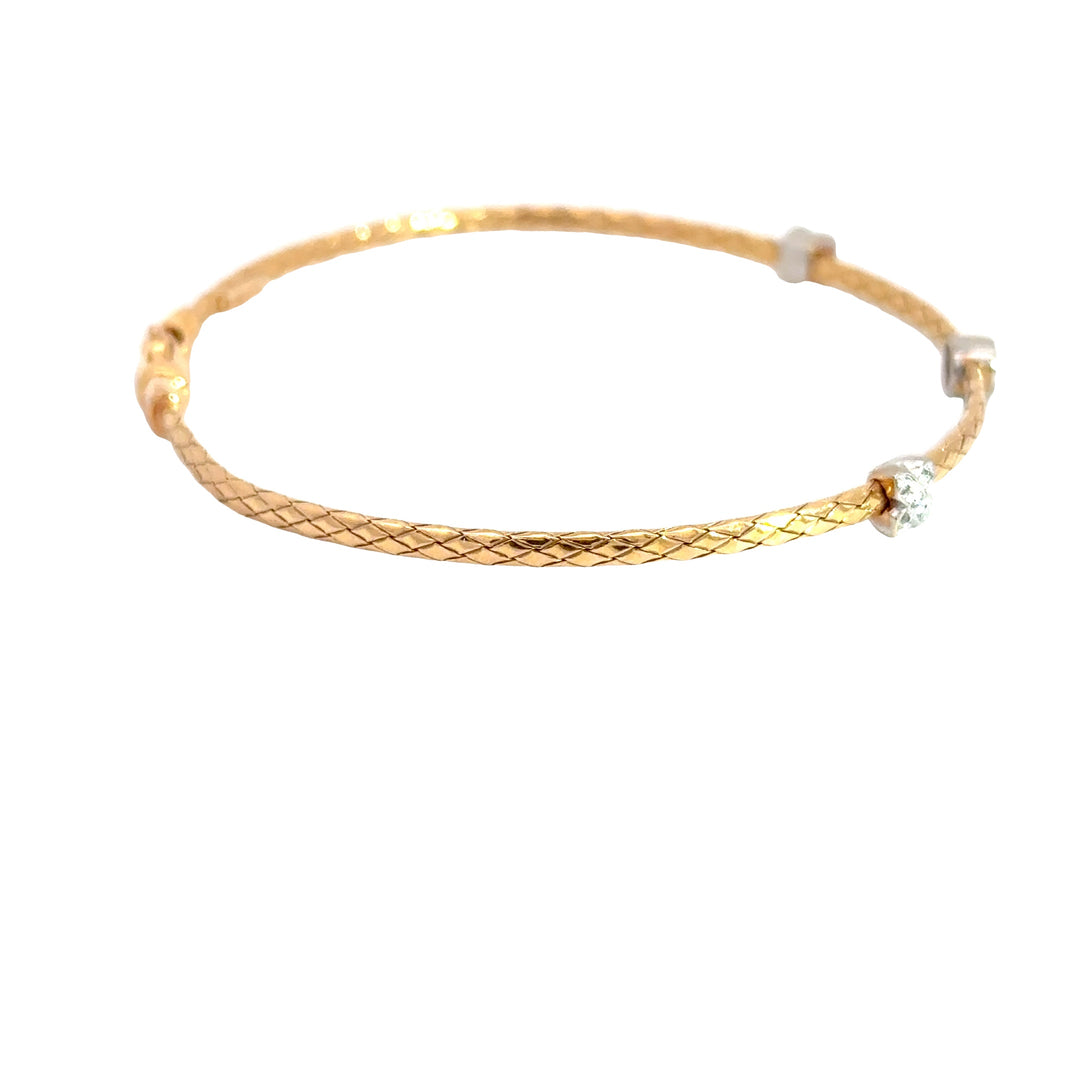 Estate 14KG Rose Gold Diamond Bangle Bracelet