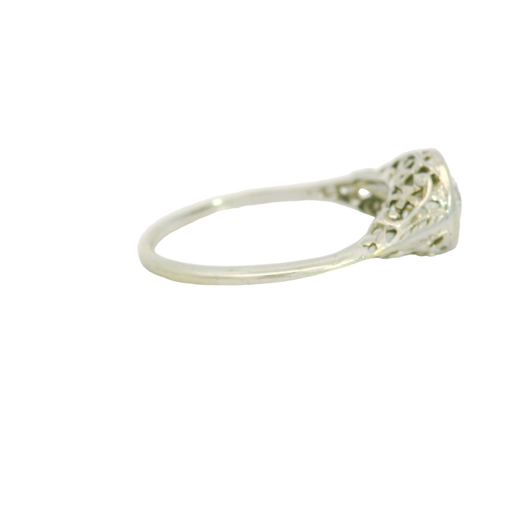 Estate 18K White Gold Solitaire Engagement Ring set with 1 0.50 ct Old European Cut Diamond, F SI1