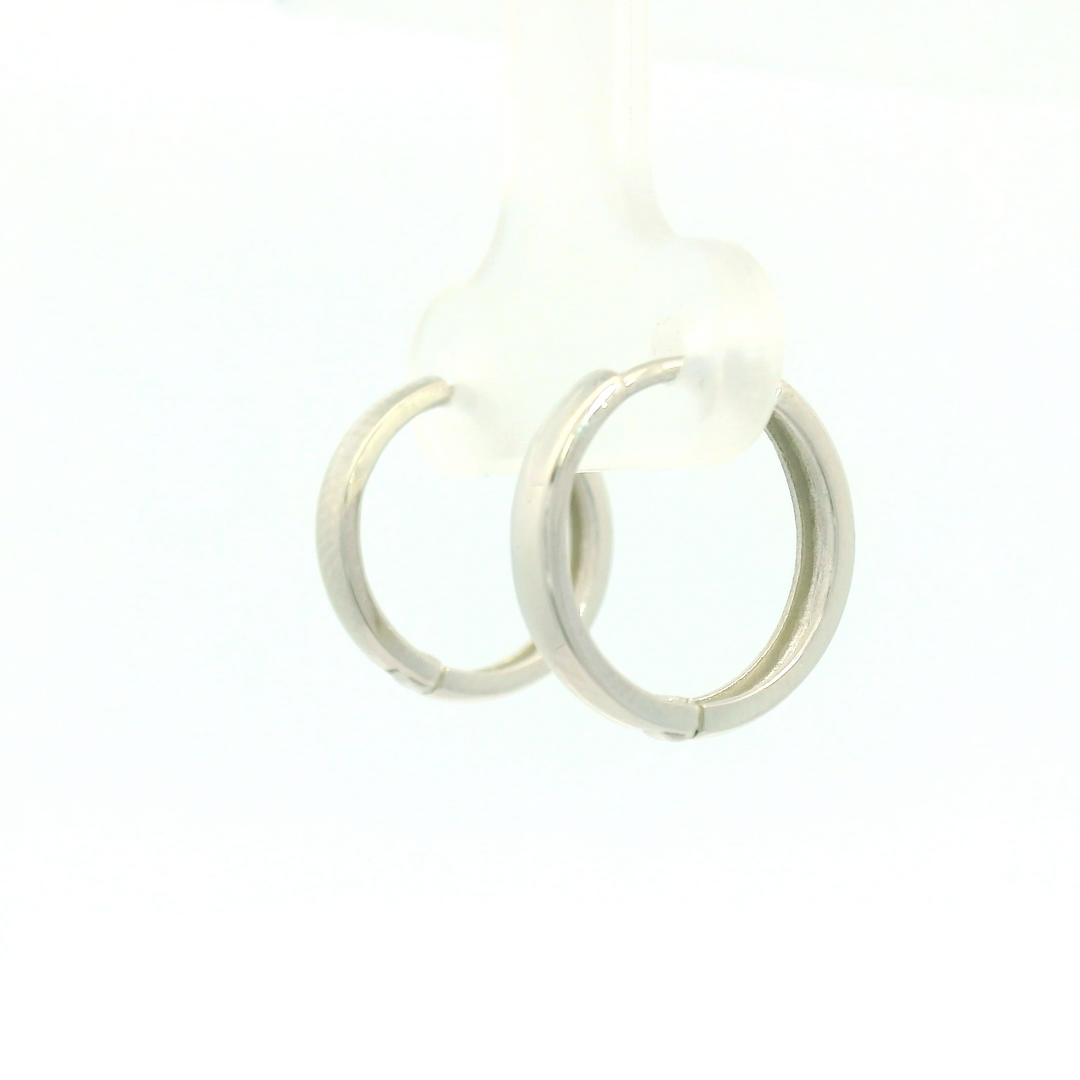 14KG White Gold Polished Huggie Earrings