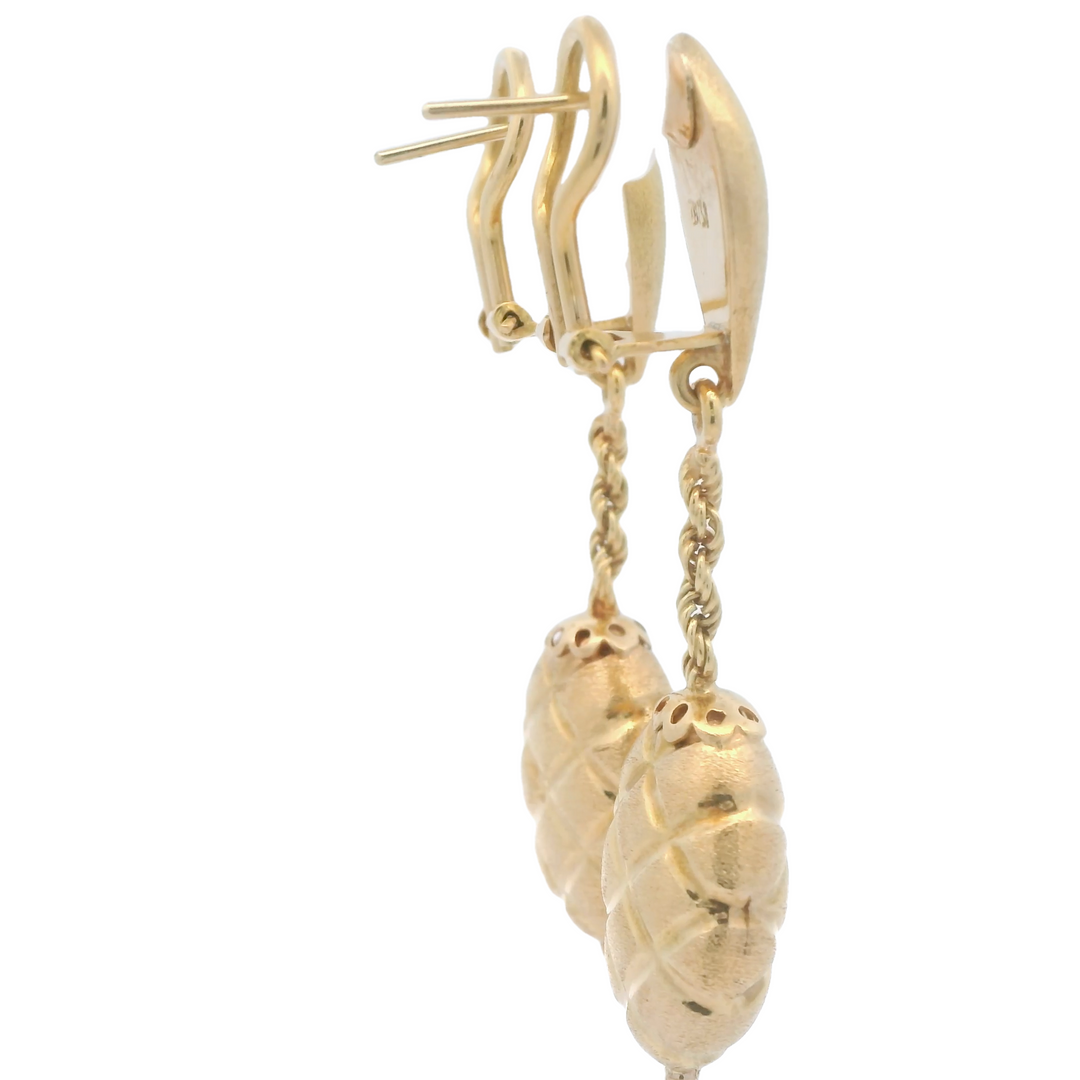 Estate 18KG Yellow Gold Satin Drop Earrings