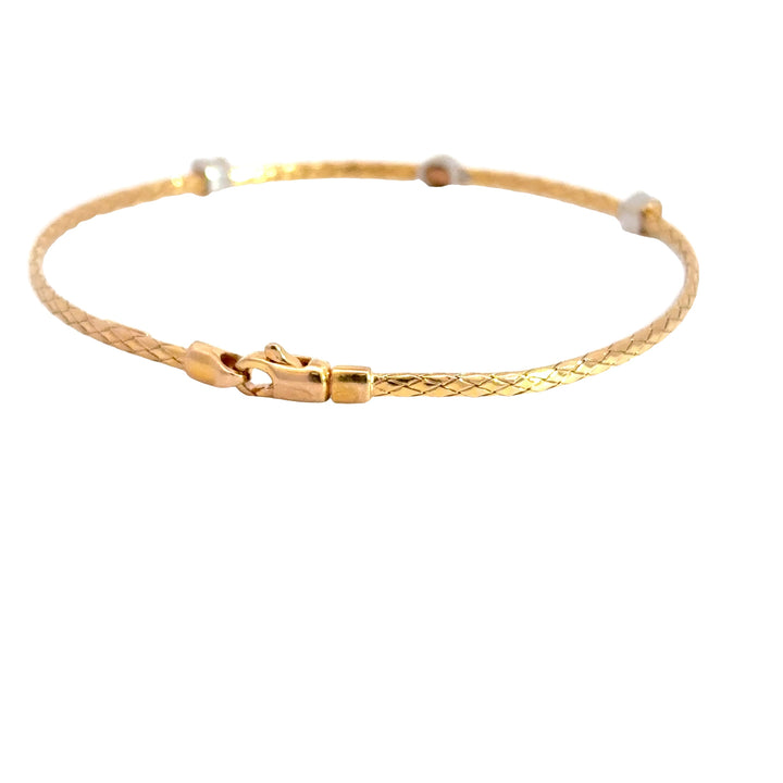 Estate 14KG Rose Gold Diamond Bangle Bracelet