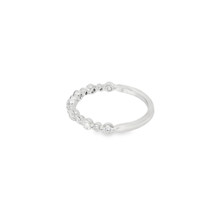 14K White Gold Shared Prong Wedding Band set with 13 Round Diamonds, 0.51 ctw
