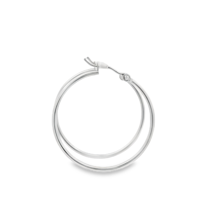 14KG White Gold Polished Hoop Earrings