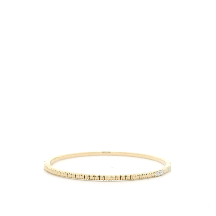 14K Yellow Gold Flexible Bangle set with 15 Round Diamonds, 0.43 ctw