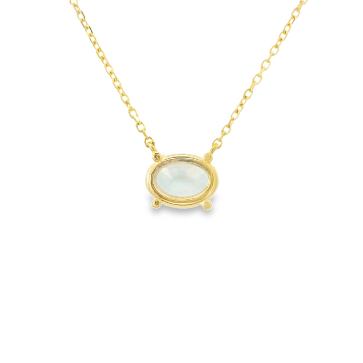 14K Yellow Gold Sapphire Stationary Gemstone Pendant on Chain
