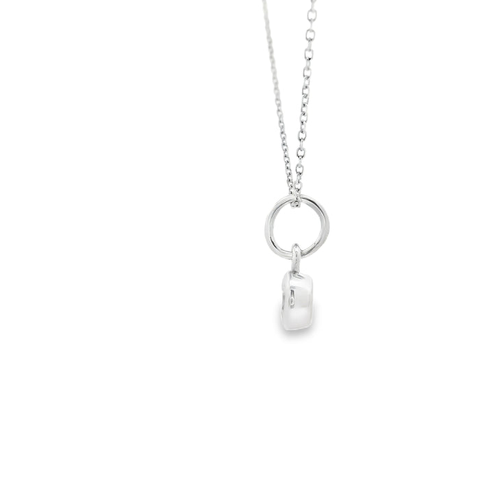 Marthaler Made 14K White Gold Solitaire Diamond Pendant with 1 Round Diamond, 0.18 ct on a Cable Chain, 18 inches