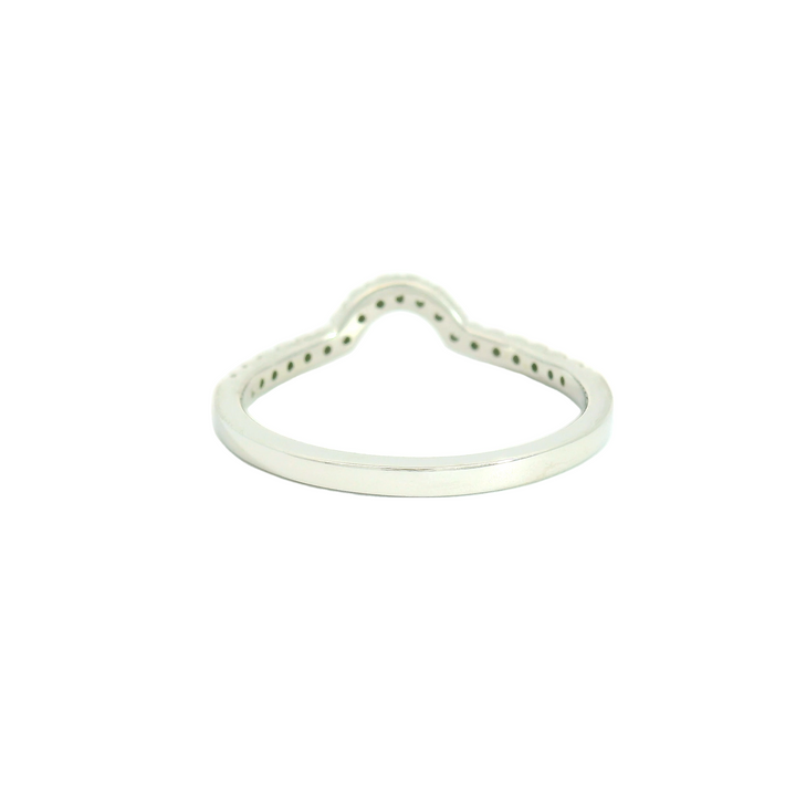 14K White Gold Prong Set, Curved Anniversary Band set with 19 H/I SI2 Diamonds total stone weight measures 0.19 ctw.