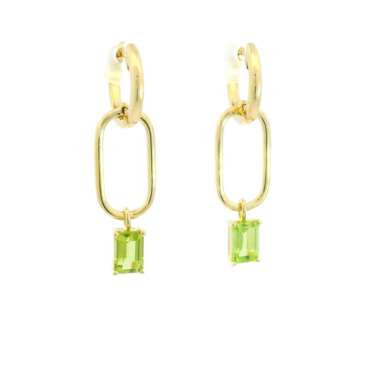 14KG Yellow Gold Peridot Drop Earrings