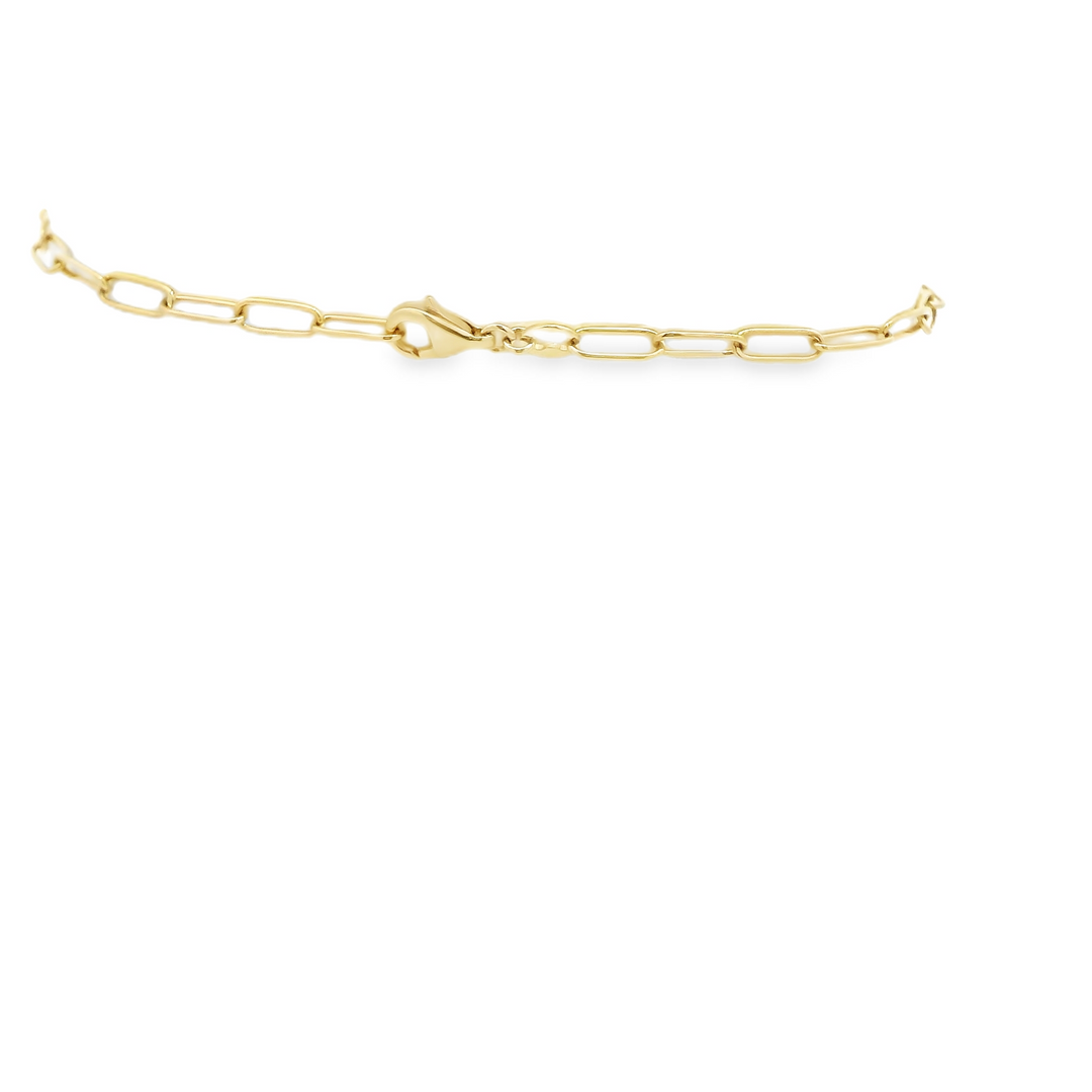 14K Yellow Gold Bezel, Paperclip Bracelet set with 12 0.52 Ctw. Round Sapphires(s) Total stone weight for bracelet measures 0.52 ctw.