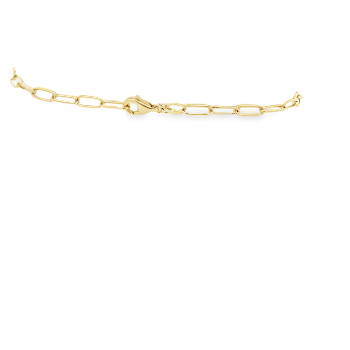 14K Yellow Gold Bezel, Paperclip Bracelet set with 12 0.52 Ctw. Round Sapphires(s) Total stone weight for bracelet measures 0.52 ctw.