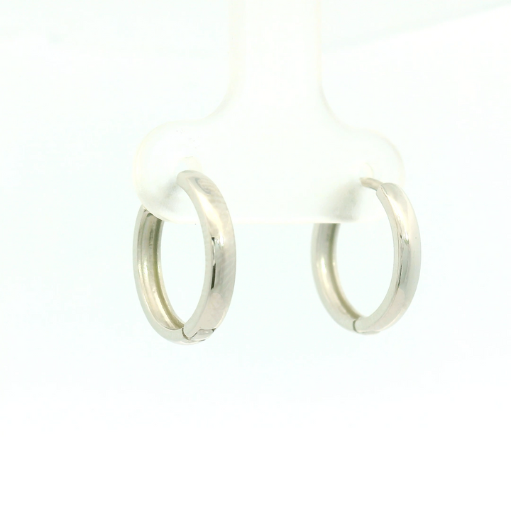 14KG White Gold Polished Huggie Earrings