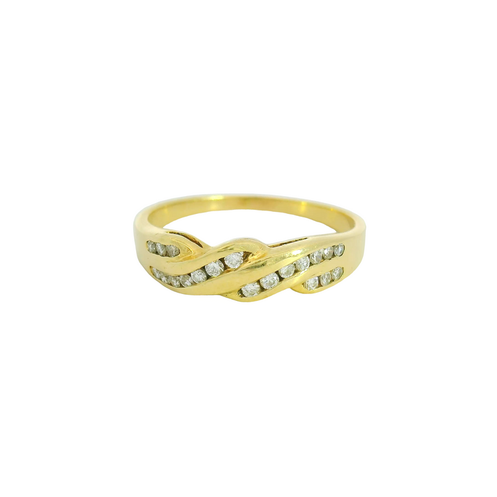 Lady's 14KG Yellow Gold 0.20ctw. Diamond Contemporary, Channel set Estate Fashion Ring