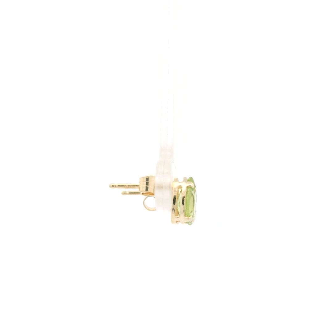 Estate 14K Yellow Gold Stud Earrings set with 2 Pear Peridot, approximately 1.50 ctw