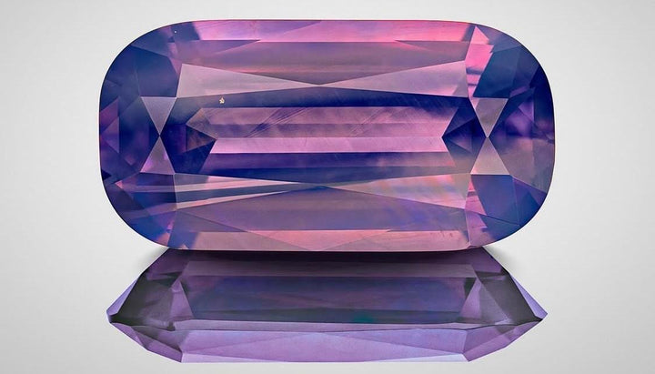 Marthaler Made 14K Yellow Gold Three Stone Gemstone Ring set with 1 Sapphire, 1.00 ct and 2 Shield Diamonds, 0.19 ctw