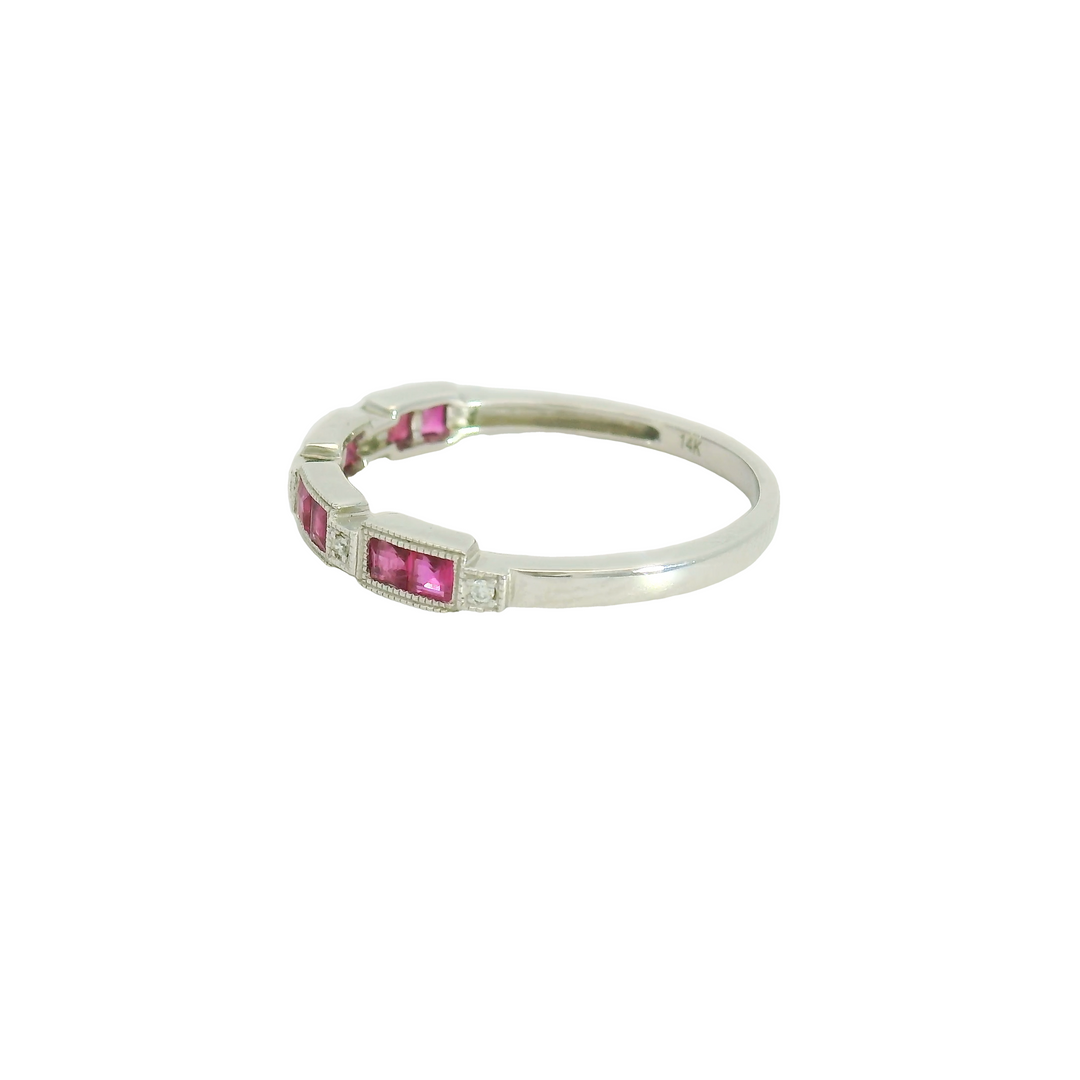 14KG White Gold Rubies Fashion Rings