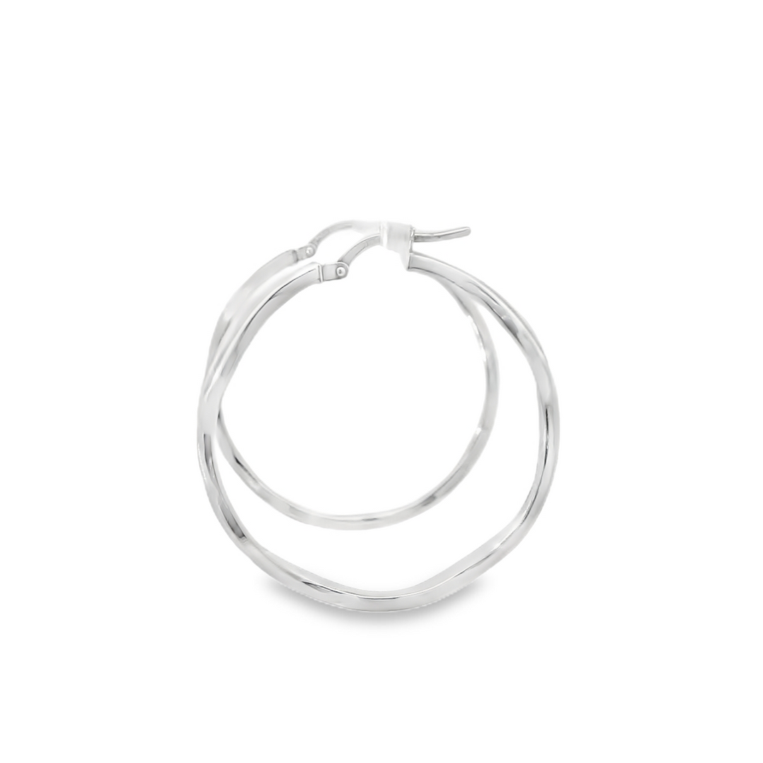 Estate 14KG White Gold Polished Hoop Earrings