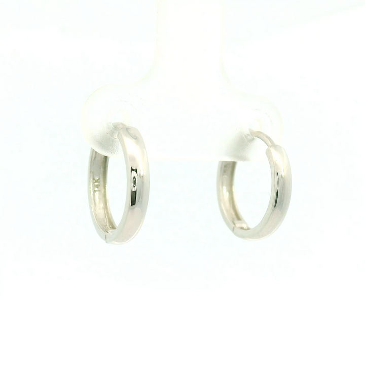 14KG White Gold Polished Huggie Earrings