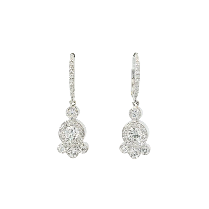 18KG White Gold 0.97 ctw. Diamond Dangle Earrings