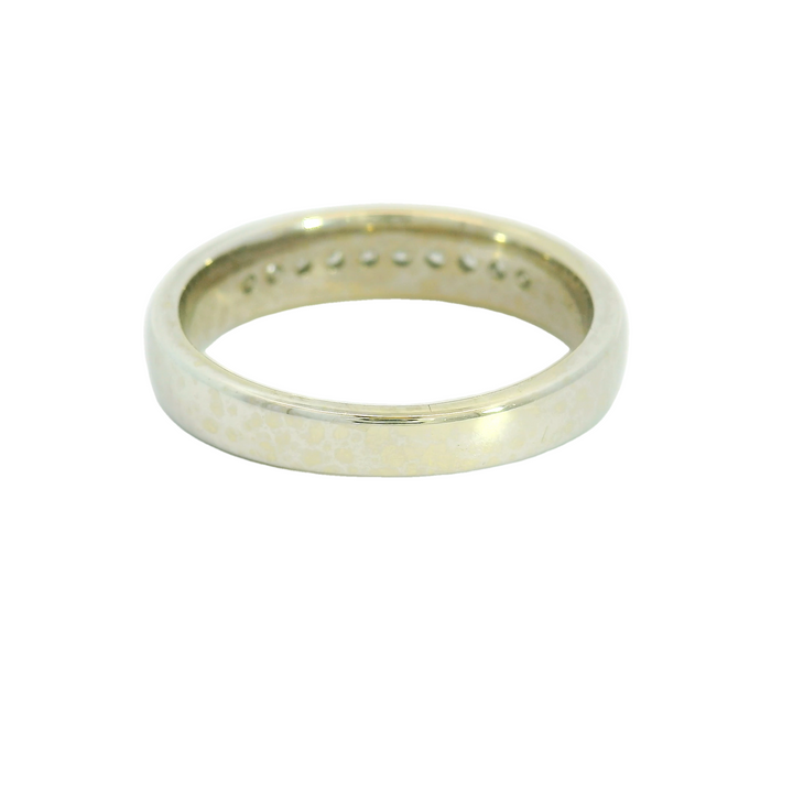 14K White Gold Estate Channel Set Anniversary Band set with 10 Diamonds total stone weight measures 0.35 ctw.