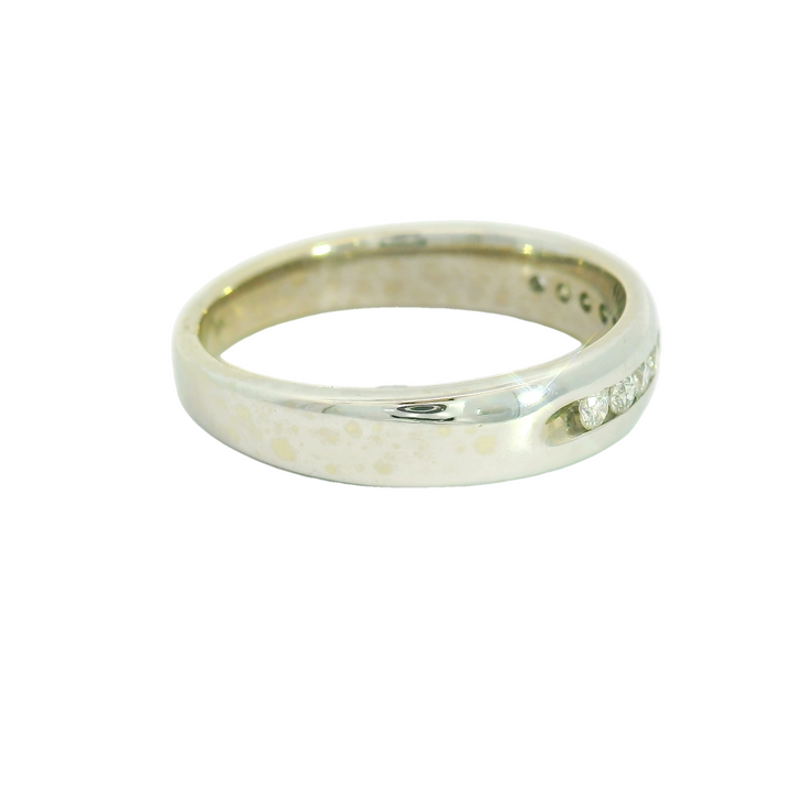 14K White Gold Estate Channel Set Anniversary Band set with 10 Diamonds total stone weight measures 0.35 ctw.
