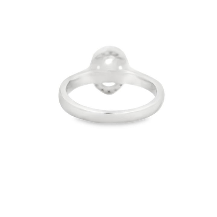 Estate Platinum Halo Engagement Ring set with 1 0.80 ct Oval Diamond, G SI2, and 16 Round Diamonds, 0.12 ctw