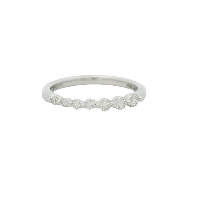 18K White Gold Stackable Anniversary Band set with 7 G/H SI1 Diamonds total stone weight measures 0.25 ctw.