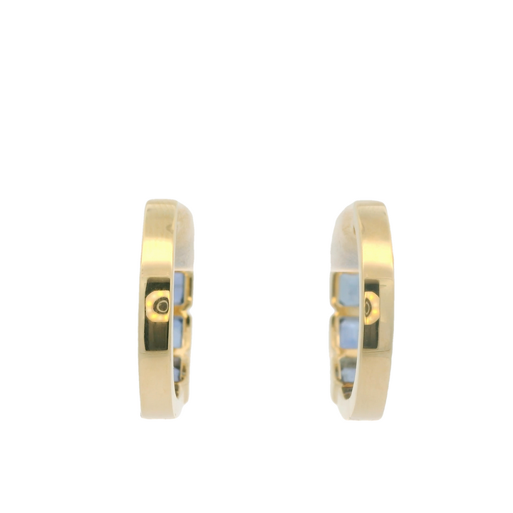 18KG Yellow Gold Sapphire Hoop Earrings