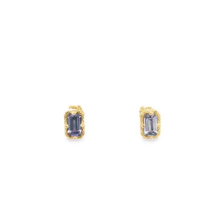 14KG Yellow Gold Lavender Sapphire Stud Earrings