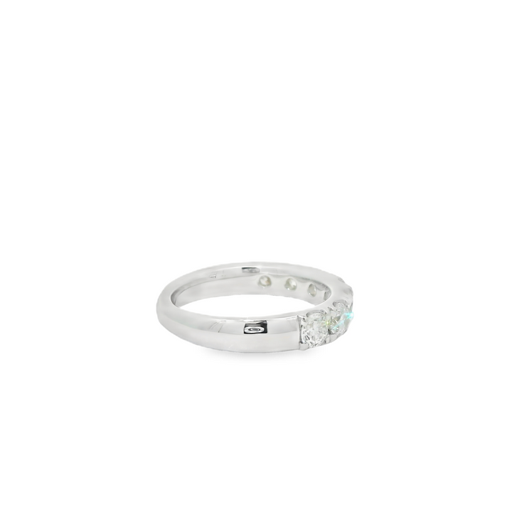 Marthaler Made 14K White Gold Wedding Band set with 7 Round Diamonds, 1.50 ctw