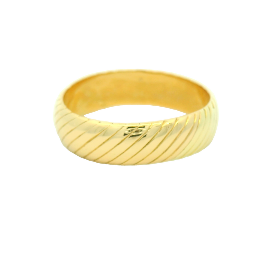 14K Yellow Gold 7mm Engraved Estate Men's Wedding Band Size 14.5